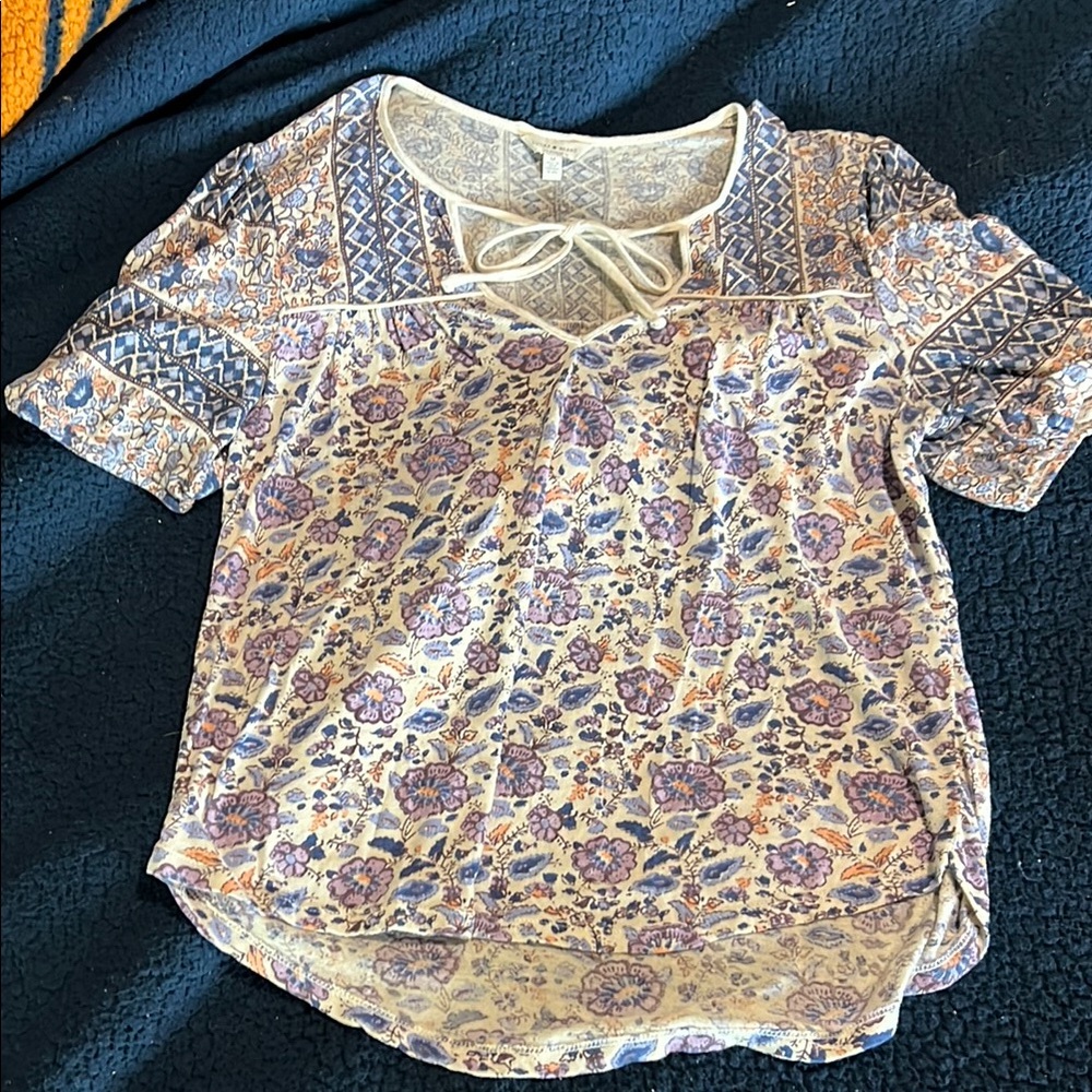Lucky Brand Floral Lace-Up Top
